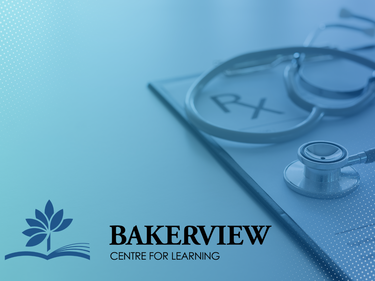 Blue image with Bakerview logo and medical equiptment