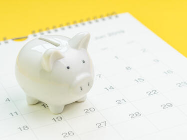 Piggy bank with calendar